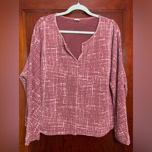 Poetry cotton-hemp blend v-neck pullover sweatshirt